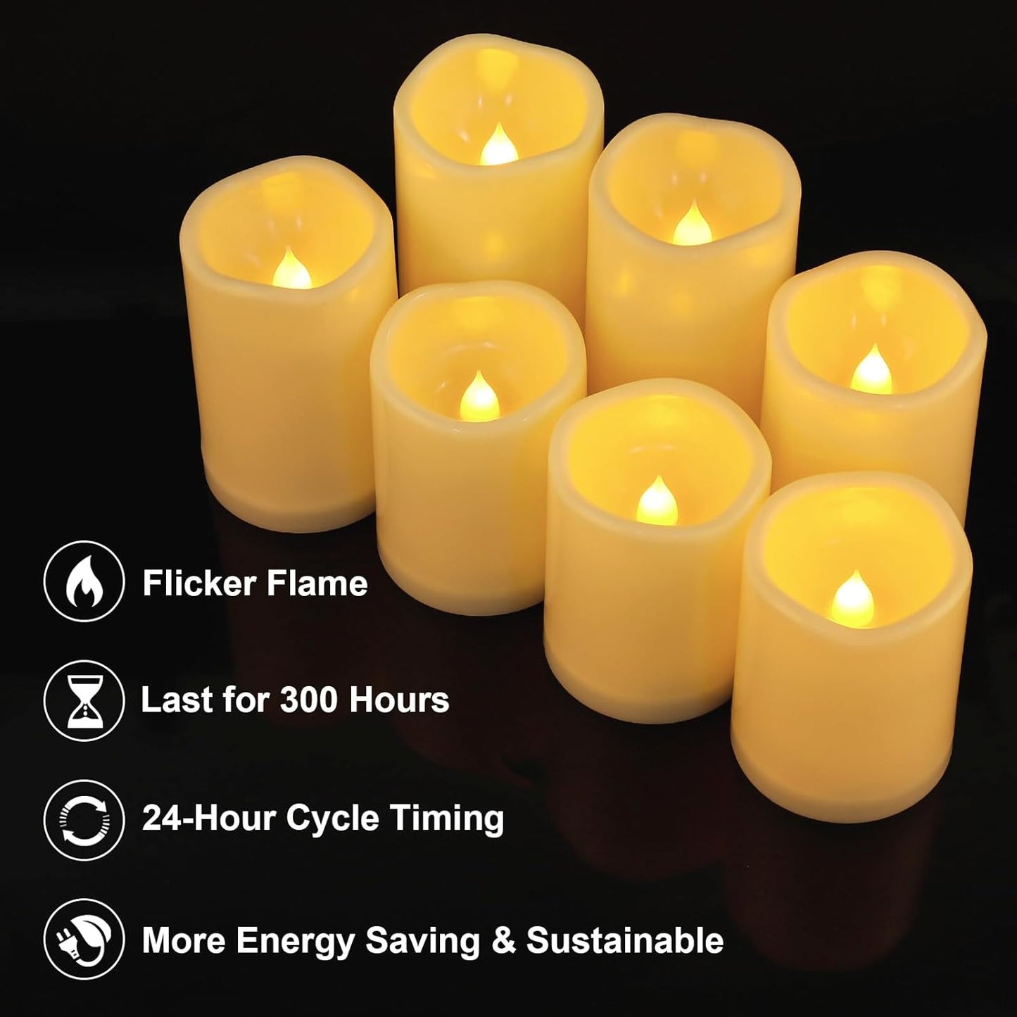 Aignis 7pcs Flameless LED Candles Battery Operated with Remote Timer, Outdoor Indoor Waterproof, Warm Glow for Cozy & Romantic Home/Wedding/Holiday Décor (D 3'' x H 4''/5''/6'')