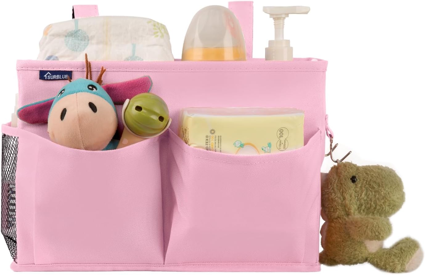 Surblue Caddy Hanging Organizer Bedside Storage Bag for Bunk and Hospital Beds, Pink, Small