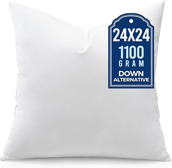 puredown® 24x24 Pillow Inserts, Pack of 1, Fluffy Soft Throw Pillow Inserts Filled with Plump Stuffer, Square Decorative Pillows for Couch, Sofa, Bed and Home Decor