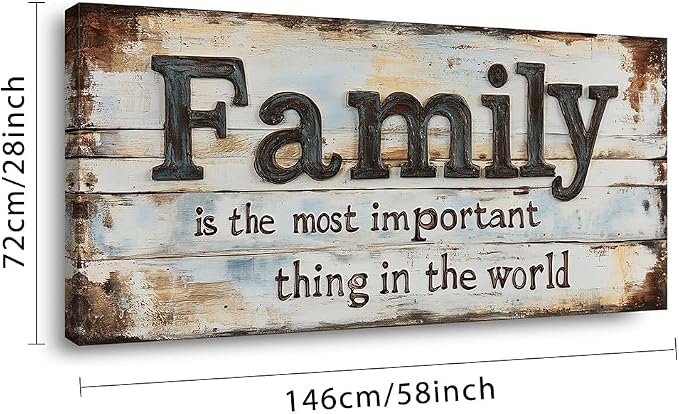 Retro Family Quotes Wall Art for Living Room Canvas Prints Family is the Most Important Thing in the World Rustic Farmhouse Art Deco Modern Artwork Bedroom Kitchen Dining Room Decor Extra Large