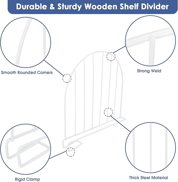 Closet Organizers and Storage, 8 Pack 12'' Extra Tall Shelf Dividers, Metal Closet Dividers Shelf Organizer for Wood Shelves, Linen Closet Organization Separators for Purse Handbag Sweater Clothes