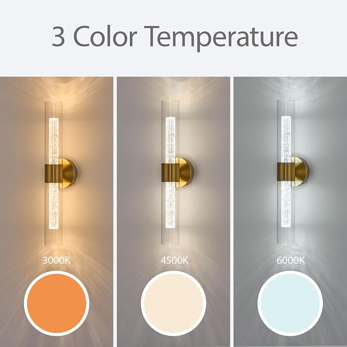 Morauroral Gold Battery Operated Wall Sconces Set of 2, Rechargeable Wall Sconce with Remote Control, 22 Inch Modern Wireless Wall Light for Bedroom, Living Room with Crystal Post Bulb Glass Shade
