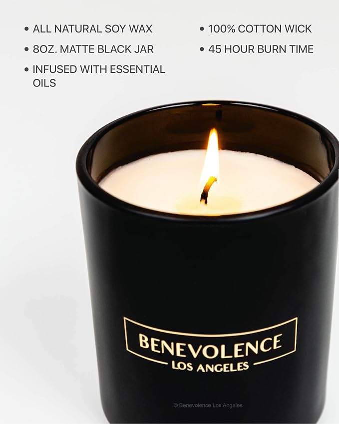 Benevolence LA Premium Lavender & Lilac Scented Candle – Long-Lasting, 45-Hour Burn – Luxury Natural Soy Candle for Home – Aromatherapy & Room Decor – 8oz