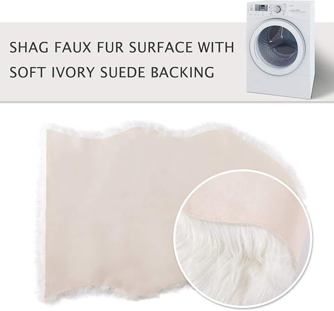Asrug Soft Faux Fur Pet Bed Mat Plush and Fluffy Pet Pad Ultra Cozy Pet Throw Rug for Dogs Cats, White, 24 by 36 inches