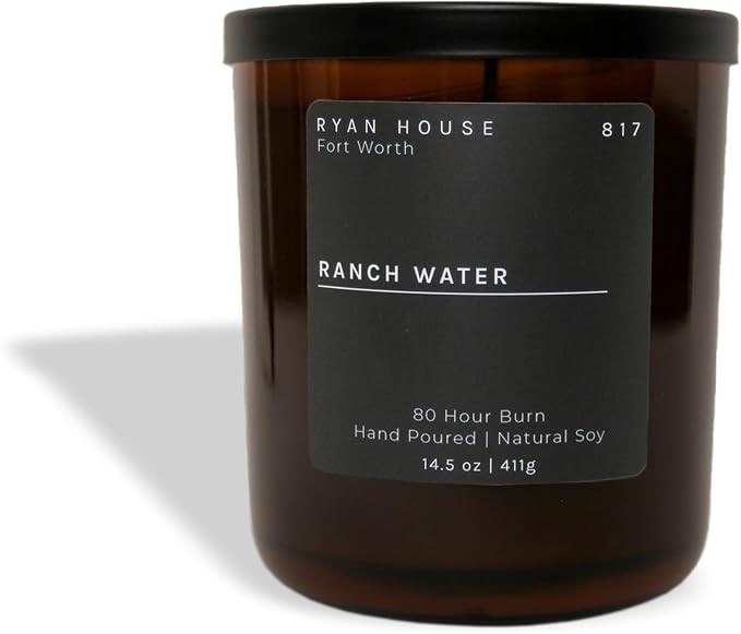 Thoughtfully Designed Ethically Elevated Luxurious 14.5 Ounce Hand Poured Natural Soy Scented Votive Jar Candle for Home or Office, Ranch Water, 85004484801