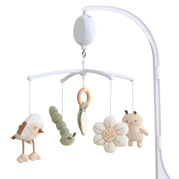 Crib Mobile 35 Lullaby Music, Cotton Baby Mobiles for Cribs & Pack N Play, Easy to Install, Stuffed Animals Hanging Toys Newborn Boys & Girls, Caterpillar