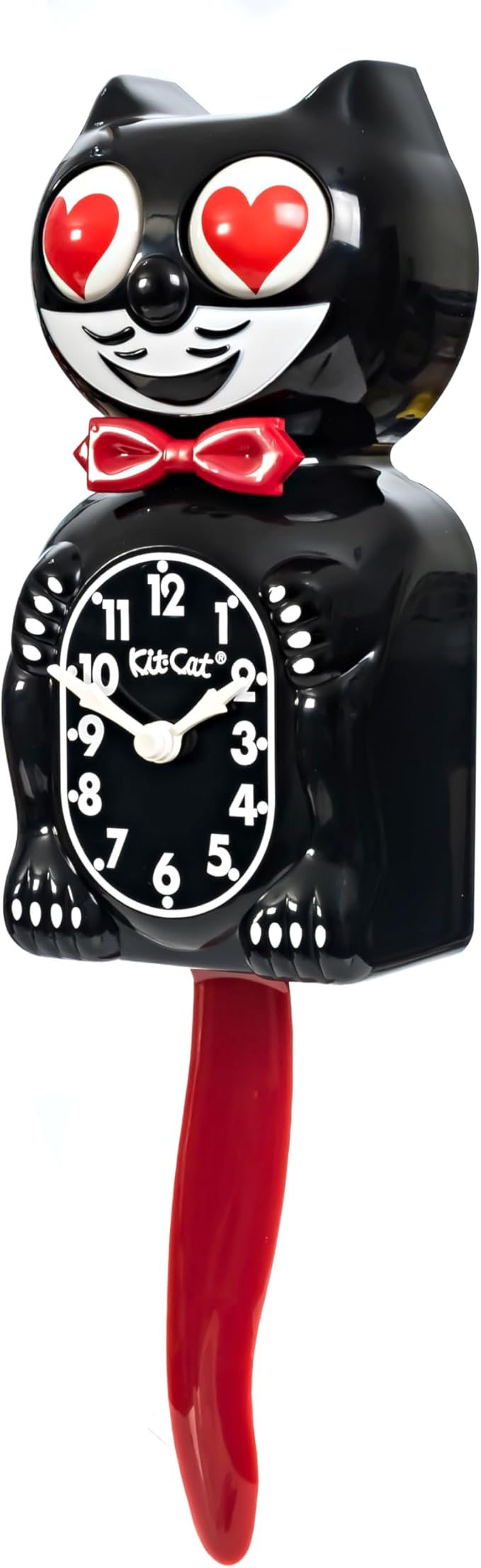 Kit Cat Klock Crimson Royale with Heart Eyes - Iconic Cat Clock with Moving Heart Eye and Tail, Battery Operated Wall Clock, Made in USA, Perfect for Home Decor, Mid Century Modern Clock