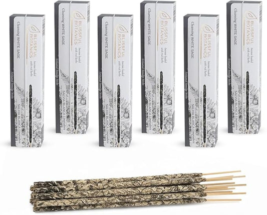 Tulasi White Sage Incense Sticks for Cleansing (48 Scent Sticks) | with Real Herbs | Long-Lasting 55-Minute Burn | Natural Essential Oils | Perfect for Meditation, Yoga & Removing Negative Energy
