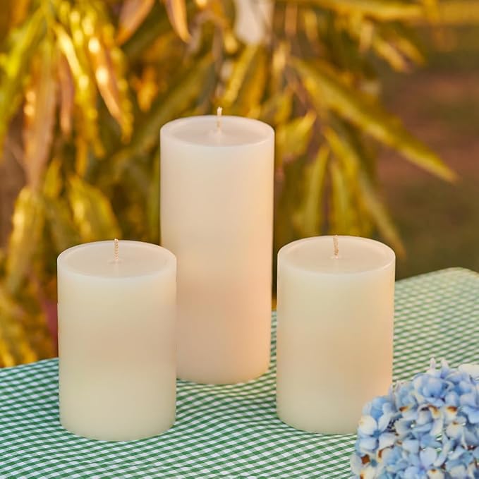 Simply Soson Citronella Candle - Citronella Scented Pillar Candles Ivory - 3x4 inch - 3 Pack - Long Lasting Burn Outside Candles for Garden Yard Balcony, Summer Camping