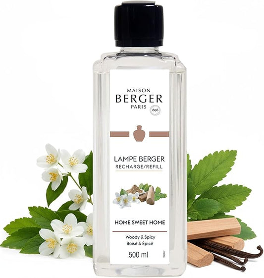 MAISON BERGER Home Sweet Home Lampe Berger Refill, 500 ml (16.9 fl oz), 2-in-1 Catalytic System, Neutralizes Odors and Diffuses Fragrance, Green Notes, Aquatic Notes, Leaves, Cinnamon, Made in France