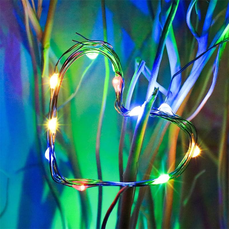 4 x Fairy Lights Battery Operated 8 Lighting Modes,50LEDs,16.4Ft/5 Meters Silver Wire String Lights,Timer Function,and Remote Control.for Christmas,Party,Wedding,Decorative Lighting