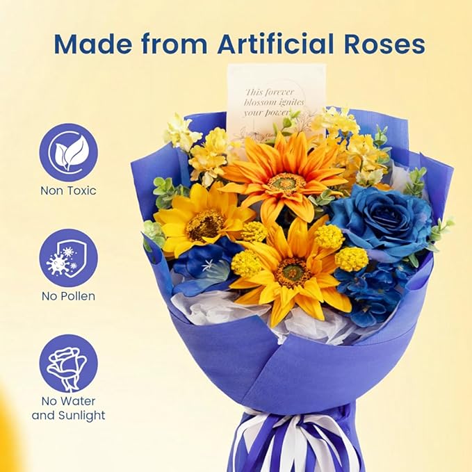 TINGE TIME Preserved Flowers Bouquet, Sunflower and Rose Bouquet, Flowers for Delivery, Graduation Gifts Teacher Appreciation Gifts Birthday Flowers Gifts for Women Mom Grandma Wife Friends