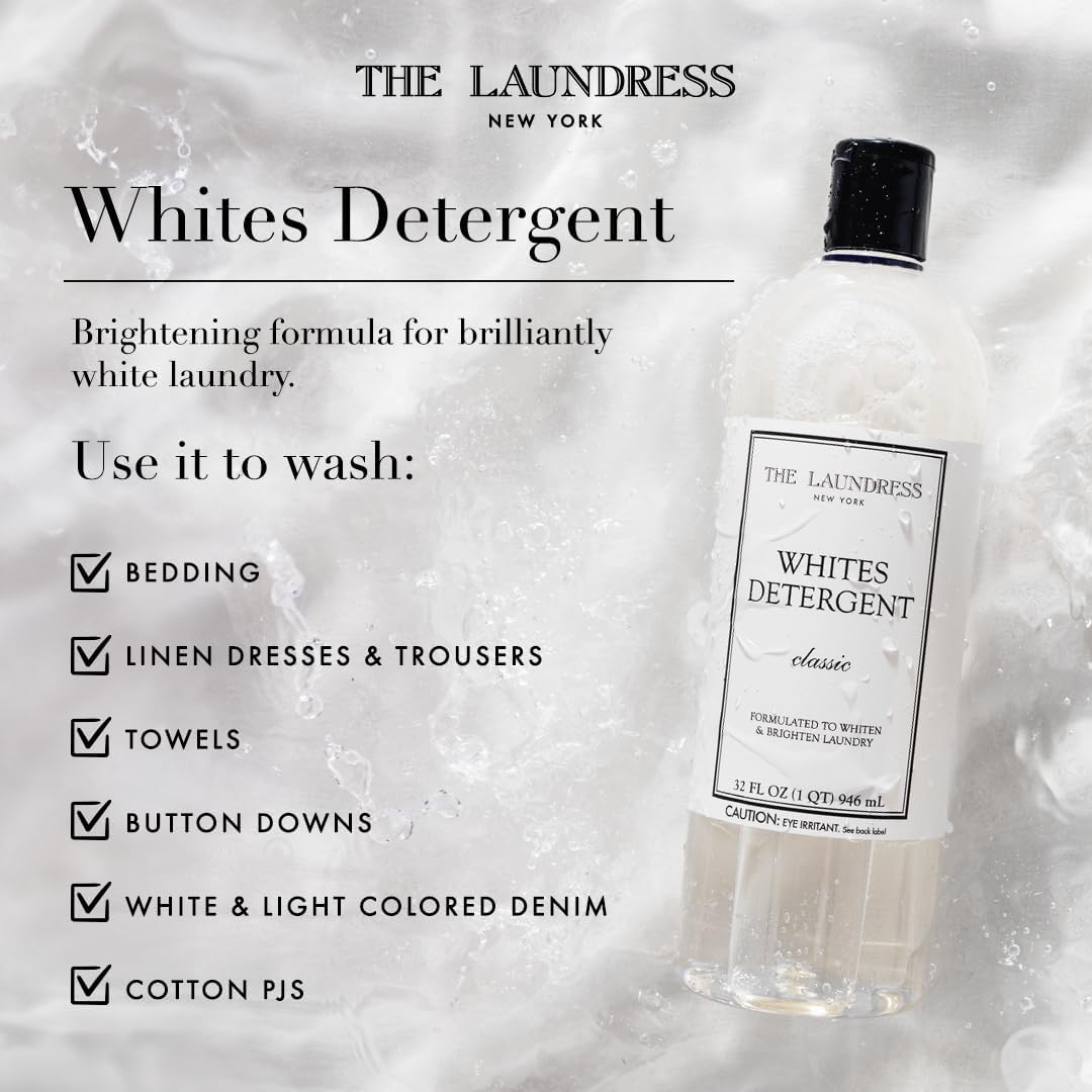 The Laundress Whites Detergent, Concentrated Laundry Detergent Liquid, Whiten & Brighten Clothes, Tough on Stains, Classic Scent, 32 oz.
