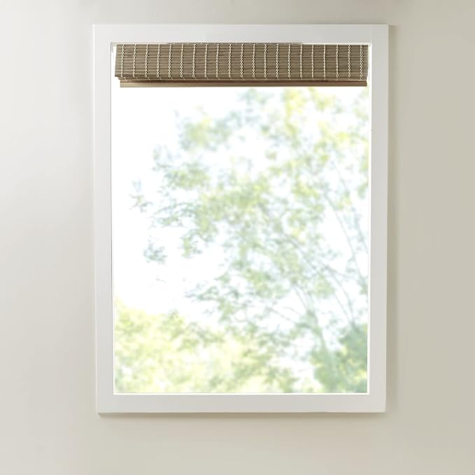 Madison Park Eastfield 100% Bamboo Cordless Roman Shades-Woven Wooden Privacy Panel, Light Filtering Easy Installation Window Blind Treatment, Bedroom, Living Room Decor, 33" W x 64" L, Natural Ash