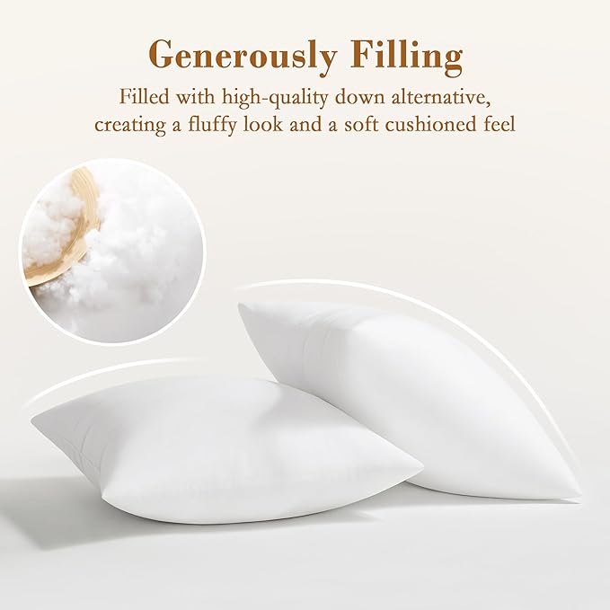 puredown® 16x16 Throw Pillow Inserts, Pack of 4, Fluffy Soft Pillow Inserts Form Sham Stuffer, Square Decorative Throw Pillows for Couch, Sofa, Bed and Home Decor