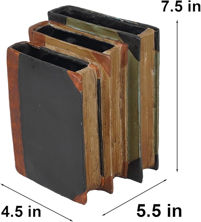 Guichifun Book Shaped Vase for Flowers - Resin Decorative Vase Classical Fake Books for Bookshelf Bedroom Office Home Décor Gifts for Book Lovers 5.5 * 4.5 * 7.5 Inch