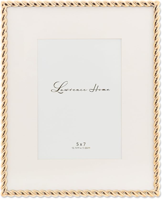 Lawrence Frames Rope Design Metal Frame, 8x10, Matted 5x7, Gold