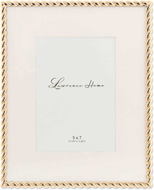 Lawrence Frames Rope Design Metal Frame, 8x10, Matted 5x7, Gold