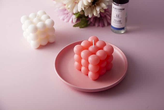 Bubble Candle - Cube Soy Wax Candles, Home Decor Candle, Scented Candle Set 1 Pieces, Home Use and Gifting (Pink) Christmas Gifts