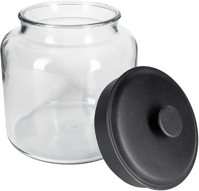Anchor Hocking Montana 1.5 Gallon Glass Jar with Lid, Black Metal Lid