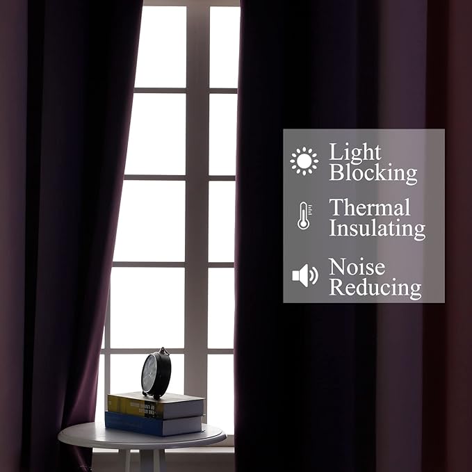 Estelar Textiler Pink and Purple Blackout Curtains for Bedroom, Thermal Insulated Drapes 108 Inches Long, Full Light Blocking Energy Saving Long Curtains for Living Room, 52Wx108L, 2 Panels
