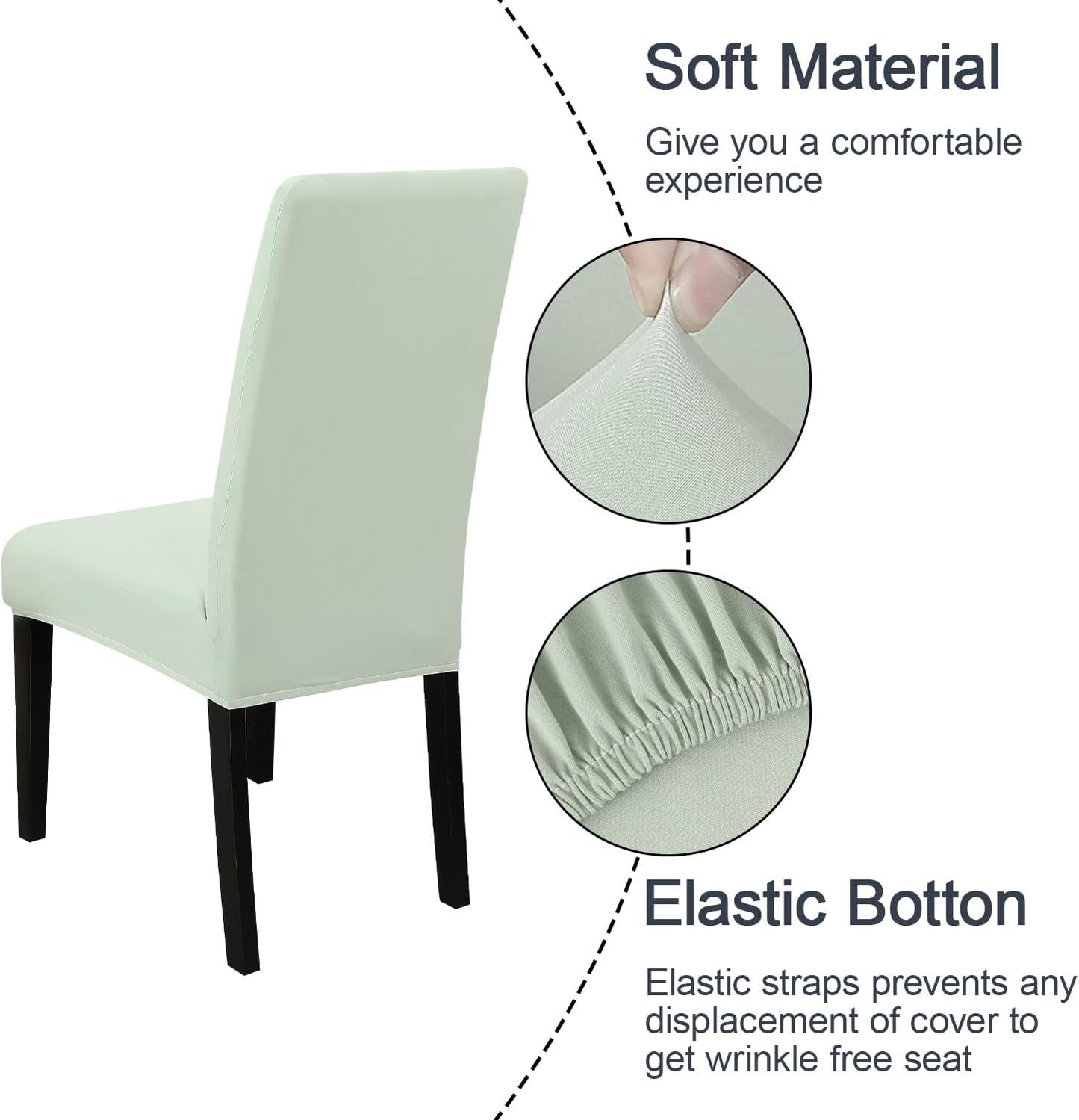 JQinHome Smoke Green Chair Covers for Dining Room Set of 6, High Stretch Removable Washable Parsons Chair Slipcover for Home Party Hotel Wedding Ceremony (6PCS,Smoke Green)