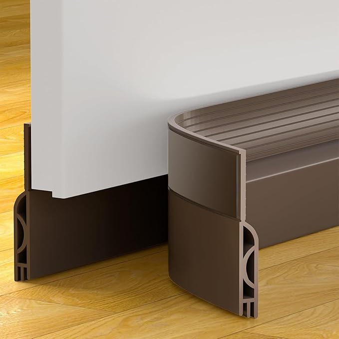 Door Draft Stopper, Door Sweep for Bottom of Door, Weather Stripping Door Seal Gap Filler Bottom Blocker Soundproof Cold Air Insulation Save Energy Installs Quickly and Easily (Brown, 78‘’)