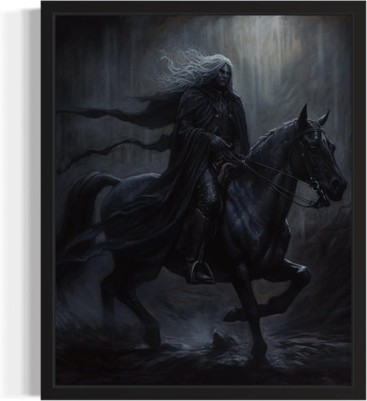 Black Dark Knight Poster Art Print, Halloween Scary Vintage Wall Art Academia Spooky Painting Decoration for Horror Prints, Gothic Posters Bedroom Decor 89 (Black Dark Knight, 11 x 14 inches, Unframed)