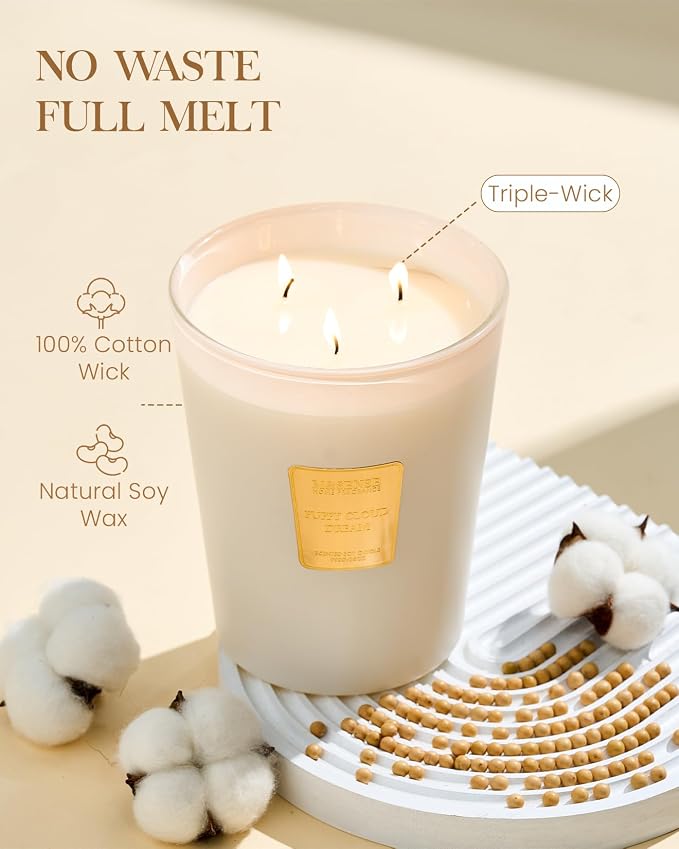 M&SENSE Sunset Mandarin Soy Candle, 35oz 3-Wick, Summer Refresh Scent | 150H Long Burn, Non-Toxic, Large Jar, Citrus Home Refresh, Relaxation, Stress Relief, Housewarming Gift