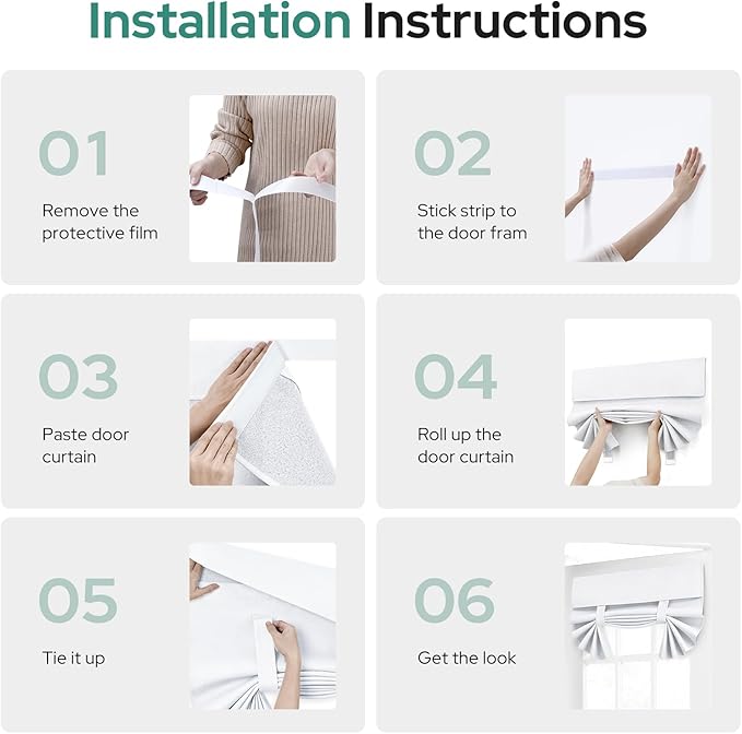HOMEIDEAS 100% Pure White Linen Blackout French Door Curtains, Privacy Door Window Curtains, 34 X 40 Inch Room Darkening Blinds, Thermal Insulated Shades for Bedroom, 1 Panel