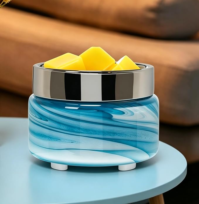 Scented Wax Melt Warmer Electric – Art-glass Candle Wax Warmer, 3-in-1 Wax Melter Burner, Fragrance Warmer for Scented Candles, Wax Melts, Tarts, Essential Oils to Freshen Home Office, Gift & Decor