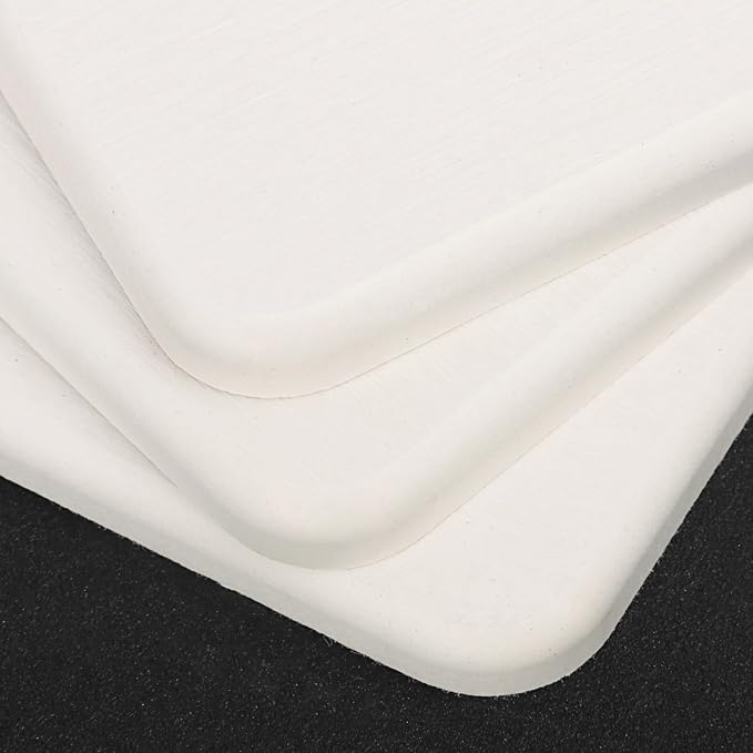 40 Pack 4" Square Diatomaceous Earth Coaster, Versatile Water Absorbent Diatomite Coaster, Premium Water Absorbing Bath Stone Mat for Modern Home