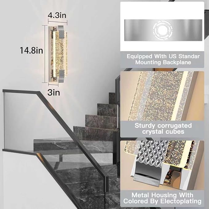 camuucci Battery Operated Wall Sconce Rechargeable Battery Powered 12000mAh Wall Light Indoor Not Hardwired Wall Lamp Fixtures for Bedroom Living Room 1Pack