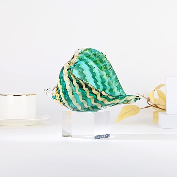 DOVDOV Blown Glass Conch Decorative Sculpture, Modern Glass Art - Conch Shell Decorative Statue, Shell Sculpture for Dining Table, Entryway, Coffee Table, Living Room, Kitchen, Shelf Filler.