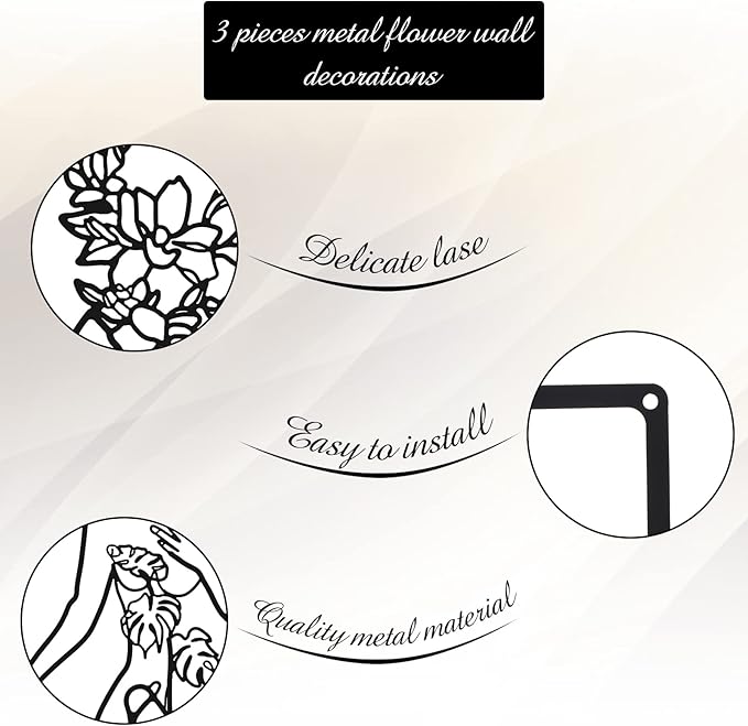 CHENGU 3 Pieces Metal Minimalist Abstract Woman Wall Art Line Drawing Wall Art Decor Single Line Female Home Hanging for Kitchen Bathroom Living Room