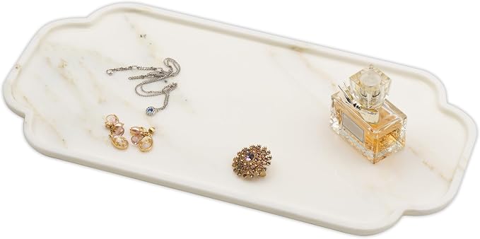 Marmor Marble Perfume Tray Bathroom Tray for Decorative,Candles,Jewelry Stone Vanity Tray,Kitchen Counter Decor and Home Decorative Tray(Calacatta Marble) Jewelry Tray Unique Festival Gifts