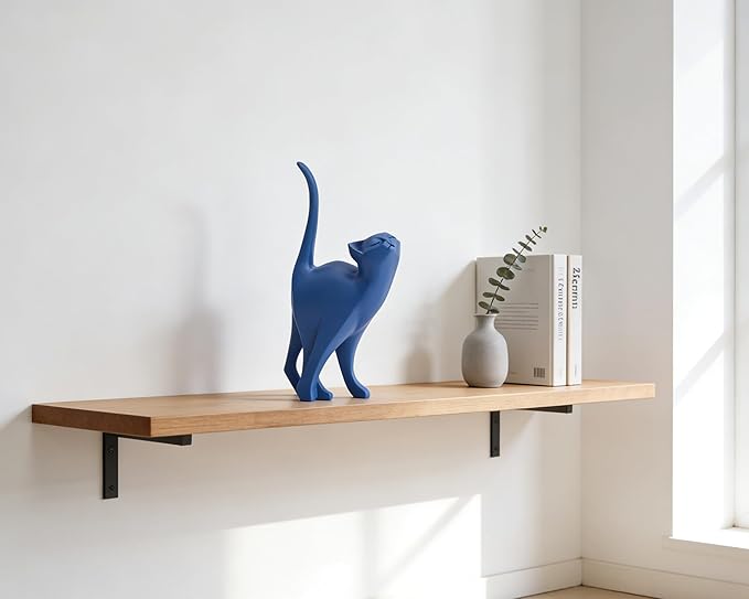 Blue Cat Statue Modern Abstract, Home Office Shelf Decor, 7-Inch Vibrant Assorted Colors, Easy to Match Any Decor Style