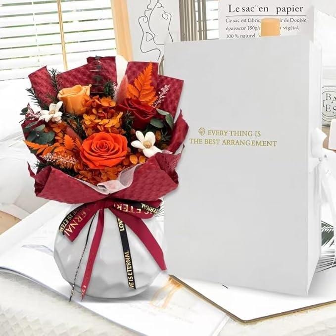 VTJMB Flowers for Delivery Prime, Preserved Flower Bouquet with Box, Birthday Dried Flowers Gift for Women, Mothers Day Gifts for Mom, Wife, Grandma, Friends