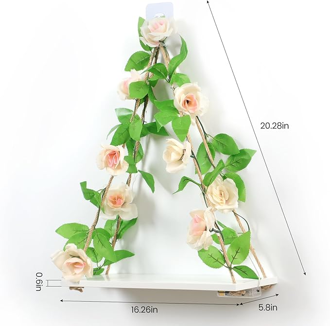 JOPSTDI Floating Shelves for Wall,Plant Wall Decor,Hanging Shelf,Cottage Core Decor,Room Decor Aesthetic,Trinket Shelf,Hanging Shelves,Floating Shelves for No Drilling,Two-Piece Set