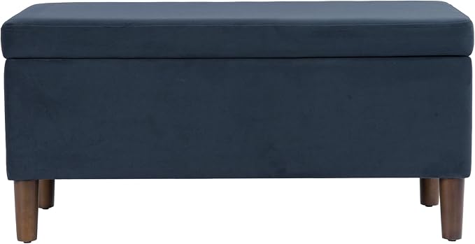 HomePop Malmo 36" Storage Bench - Blue Velvet