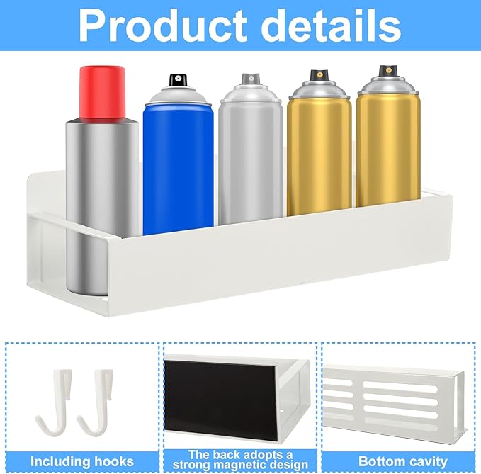 2 Pcs Magnetic Aerosol Spray Can Holder, Magnet Toolbox Bottle Holder, Wall Mounted Spray Bottle Rack, Mechanic Paint Can Organizer, Tool Box Storage Rack for Garage Home Workspace