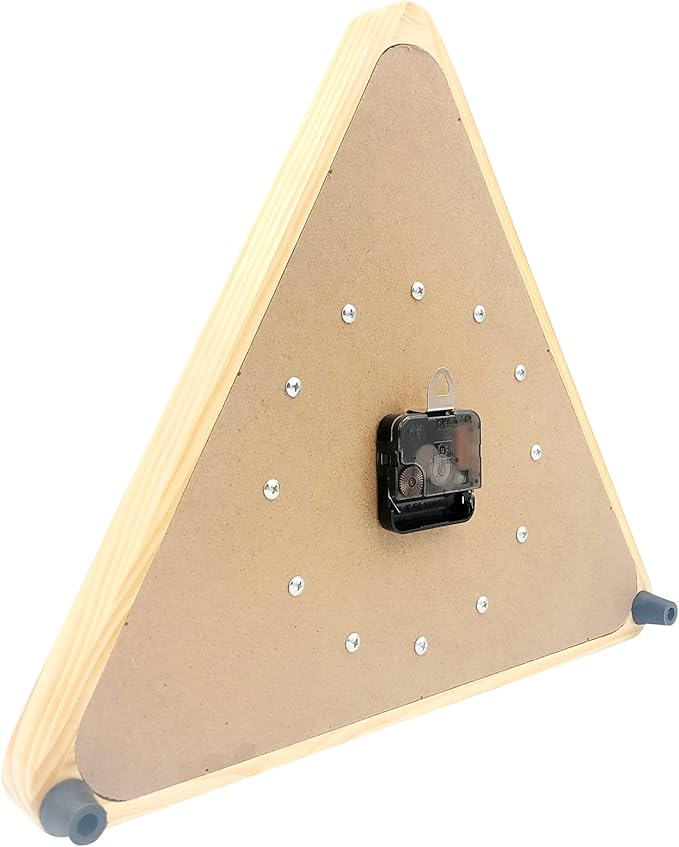 Yuanhe Billiards Pool Ball Clock - 14Inch Triangle Pool Table Cool Wall Clock with Solid Wood Frame,Great for Billiards Room,Pool Room,Game Room,Bar