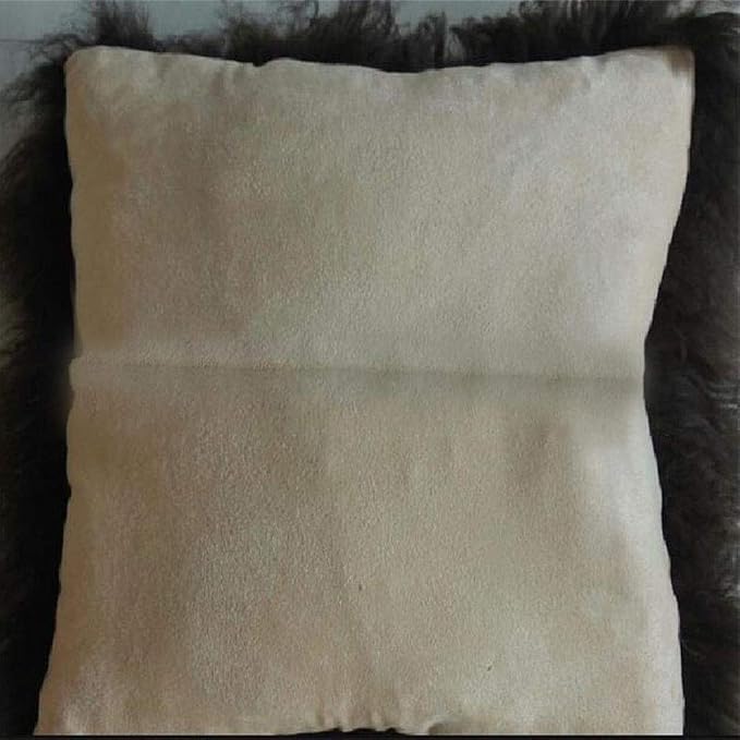 Seek4comfortable Real Tibetan Mongolian Lamb Sheepskin Wool Fur Super Soft Plush Leather Pillowcase Cushion Cover,Black, 18x18 inch