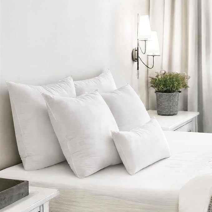 MIULEE 12x20 Pillow Inserts, Set of 2 Down Feather Throw Pillows for Couch Sofa Bed, Decorative Fluffy Throw Pillow Inserts Cotton Fabric,White