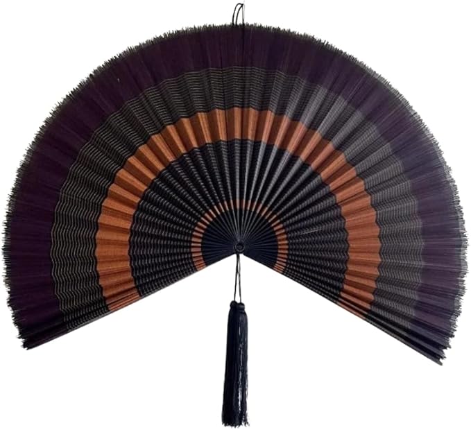 ChumDecor Fan Wall Decor, Large Bamboo Fans for Boho Hanging Headboard, Decorative Folding Fans for Over Bed, Asia Trending (Ebony 40inch)