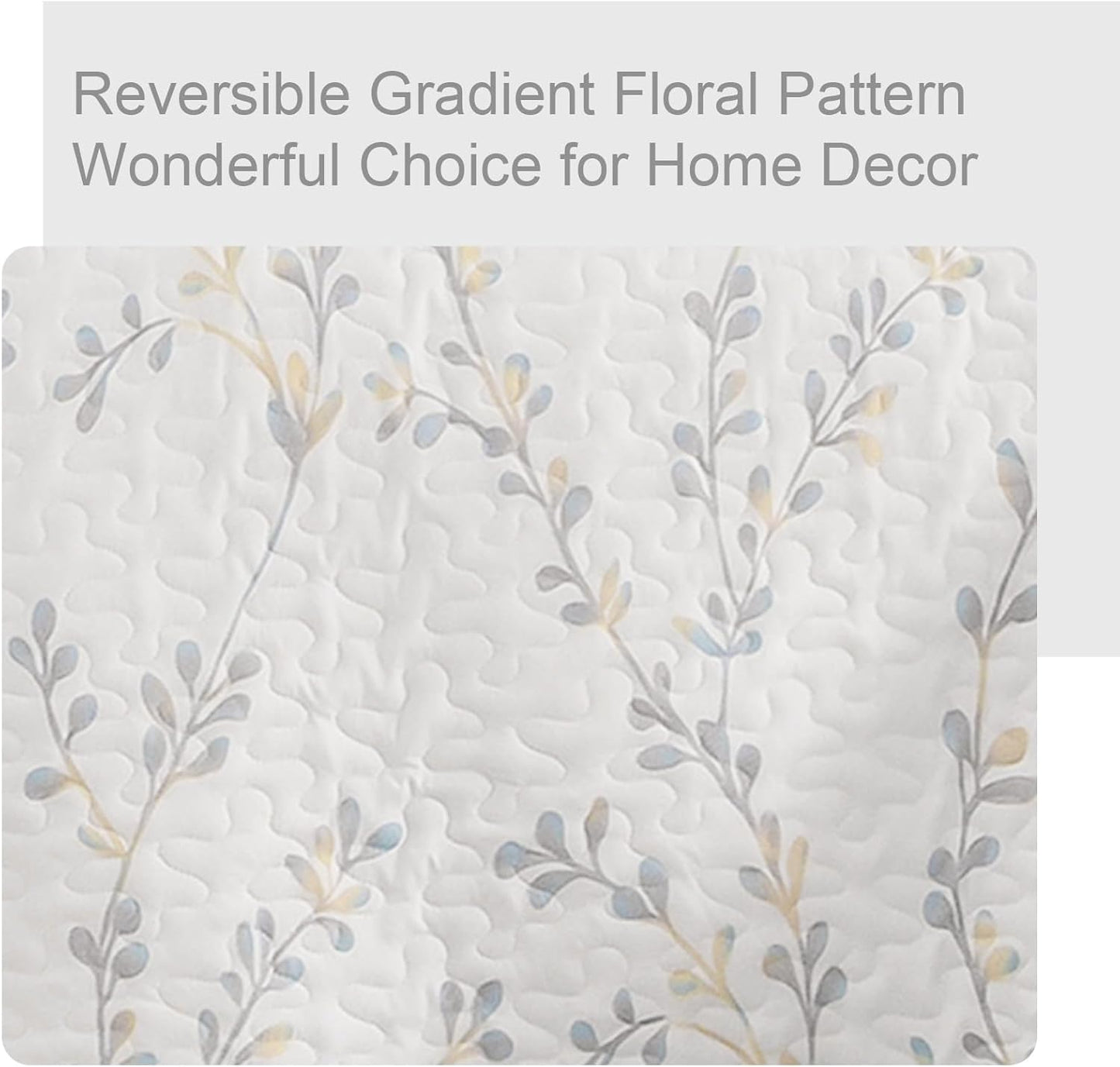 Exclusivo Mezcla Reversible Boho Quilt Set Queen Size, 3 Pieces Flowers White All Season Bedspreads, Ultra Soft Floral Coverlet Bedding Set with Printed Pattern (1 Quilt, 2 Pillow Shams)