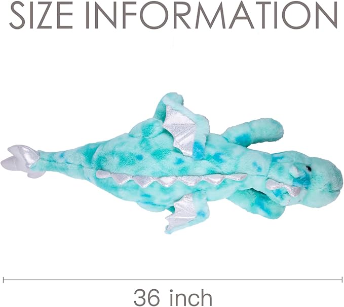 ARELUX Large 36in Cute Teal Marble Dragon Stuffed Animals Plush Toy Soft Colorful Green Pterosaur Plushie Giant Fuzzy Dinosaur Pillow Plushies with Wings Cuddly Gifts