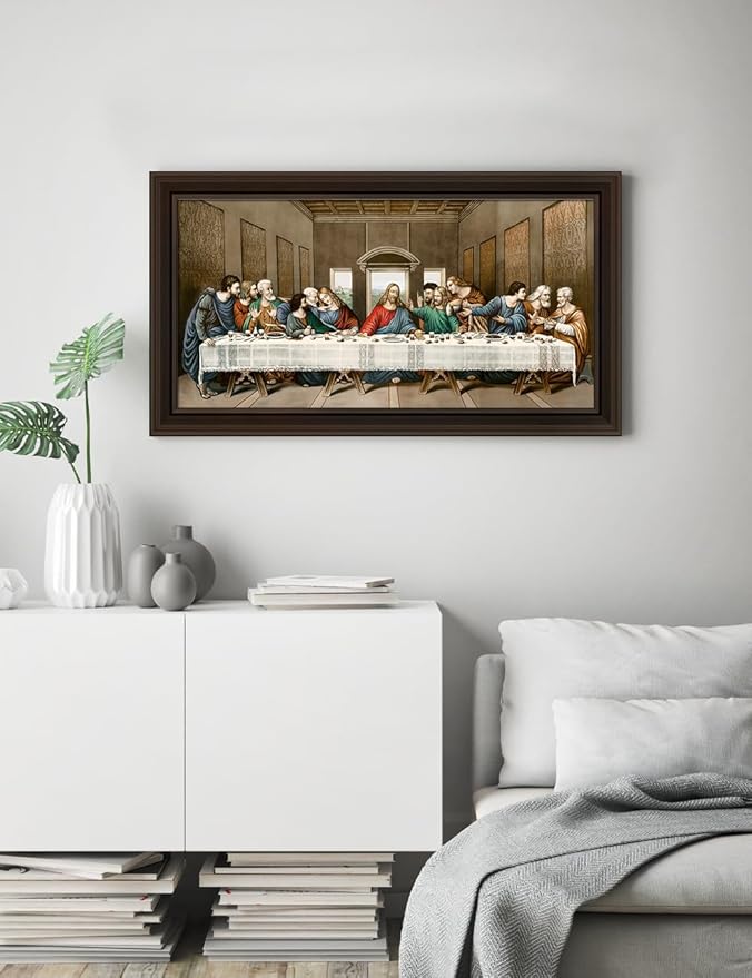 DECORARTS - The Last Supper by Leonardo Da Vinci Giclee Reproduction, Giclee Print on Acid-Free Cotton Canvas with Matching Deep Brown Solid Wood Frame