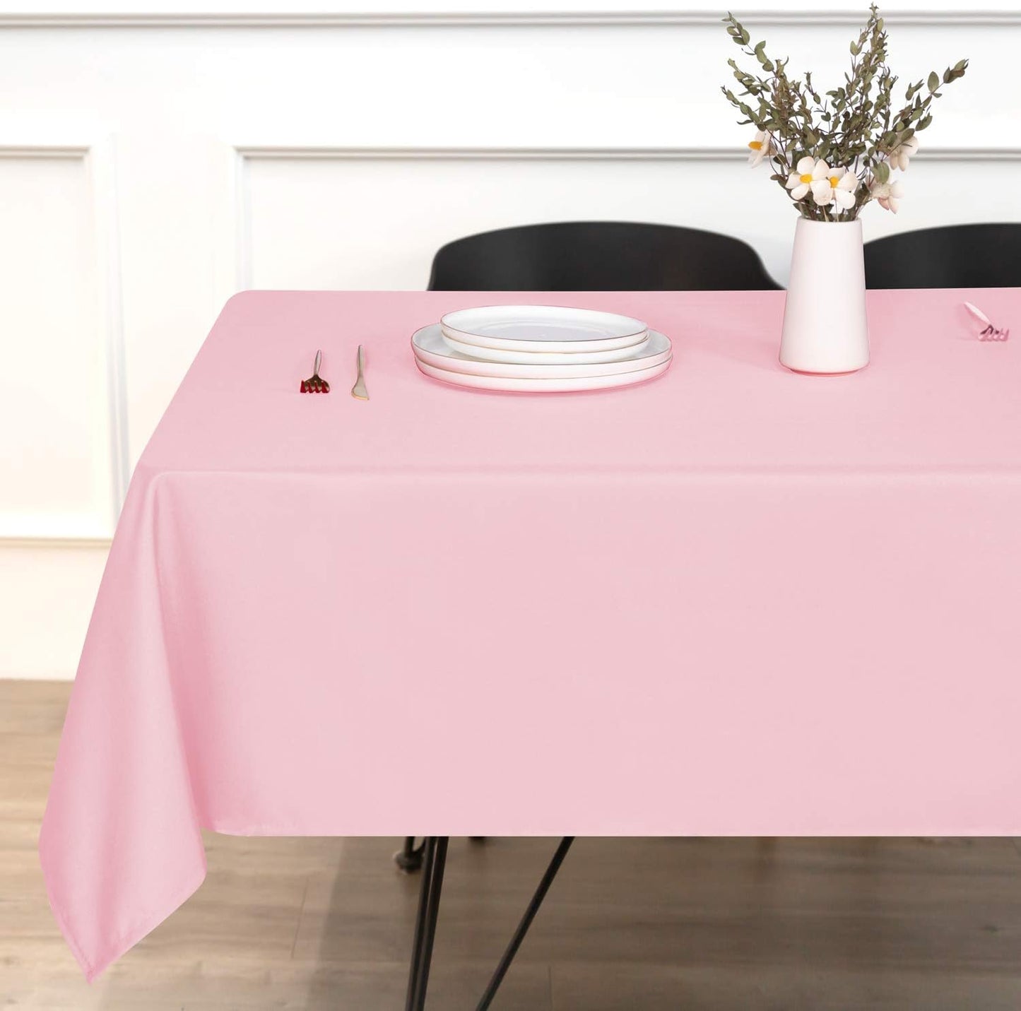 sancua Rectangle Tablecloth - 70 x 108 Inch - Stain and Wrinkle Resistant Washable Polyester Table Cloth, Decorative Fabric Table Cover for Dining Tables, Buffet Parties and Camping, Pink