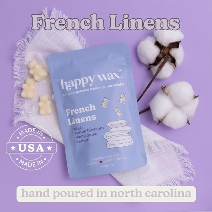 Happy Wax Clean Laundry Mix Premium Scented Natural, Non Toxic Soy Wax Melts – 6 Total Oz. of Scented Wax Melts Includes: Fresh Cotton, French Linens and Sea Salt & Sage